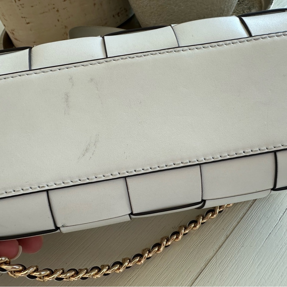 Michael Kors Jet set leather woven crossbody bag white gold - Picture 6 of 13